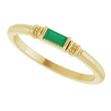 14K Gold Straight Baguette Lab-Grown Emerald Accented Stackable Ring - Yellow Gold - view 5