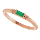 14K Gold Straight Baguette Lab-Grown Emerald Accented Stackable Ring - Rose Gold - view 5
