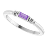 Platinum Straight Baguette Lab-Grown Purple Sapphire Accented Stackable Ring - view 5