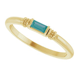 14K Gold Straight Baguette Lab-Grown Alexandrite Accented Stackable Ring - Yellow Gold - view 5