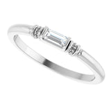 Platinum Straight Baguette Lab-Grown Moissanite Accented Stackable Ring - view 5