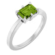 Platinum Emerald Natural Peridot Solitaire Ring