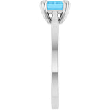 Platinum Emerald Natural Swiss Blue Topaz Solitaire Ring - view 3