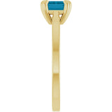 14K Gold Emerald Natural London Blue Topaz Solitaire Ring - Yellow Gold - view 3