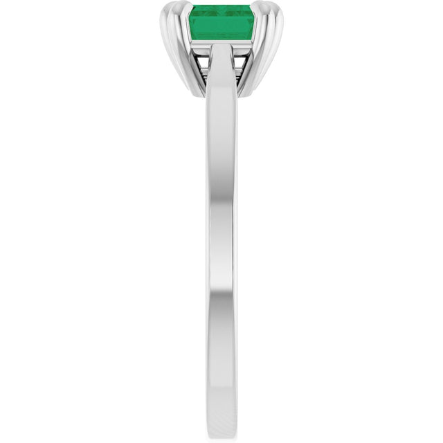 14K Gold Emerald Lab-Grown Emerald Solitaire Ring – 7x5mm - White Gold - view 3