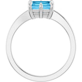 Platinum Emerald Natural Swiss Blue Topaz Solitaire Ring - view 2