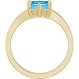 14K Gold Emerald Natural Swiss Blue Topaz Solitaire Ring - Yellow Gold - view 2