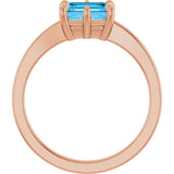 14K Gold Emerald Natural Swiss Blue Topaz Solitaire Ring - Rose Gold - view 2