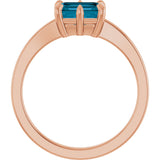 14K Gold Emerald Natural London Blue Topaz Solitaire Ring - Rose Gold - view 2