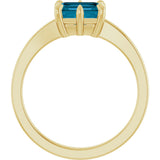 14K Gold Emerald Natural London Blue Topaz Solitaire Ring - Yellow Gold - view 2