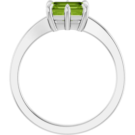 Platinum Emerald Natural Peridot Solitaire Ring - view 2