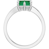 14K Gold Emerald Lab-Grown Emerald Solitaire Ring – 7x5mm - White Gold - view 2
