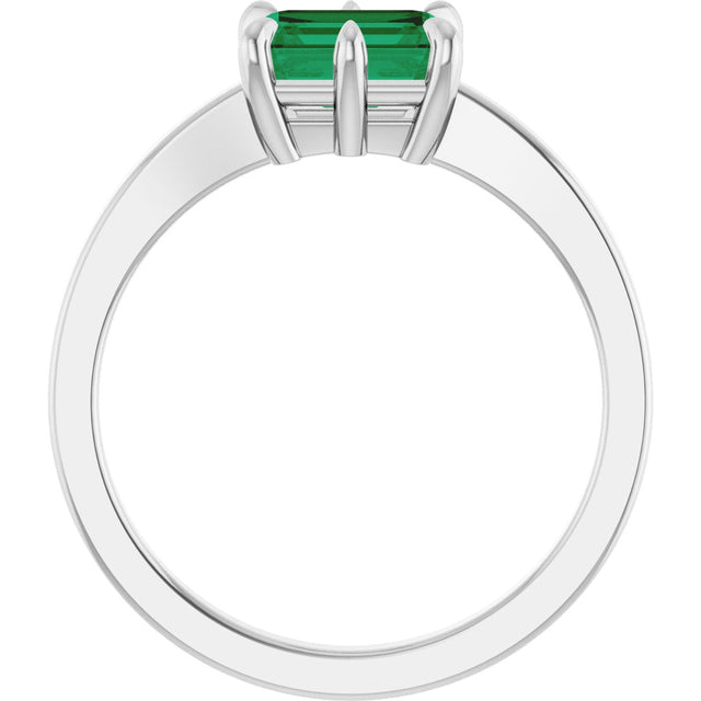 Platinum Emerald Lab-Grown Emerald Solitaire Ring – 7x5mm - view 2