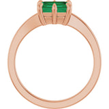 14K Gold Emerald Lab-Grown Emerald Solitaire Ring – 7x5mm - Rose Gold - view 2