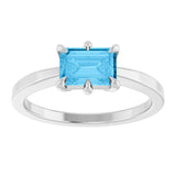 Platinum Emerald Natural Swiss Blue Topaz Solitaire Ring - view 4