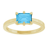 14K Gold Emerald Natural Swiss Blue Topaz Solitaire Ring - Yellow Gold - view 4