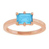 14K Gold Emerald Natural Swiss Blue Topaz Solitaire Ring - Rose Gold - view 4