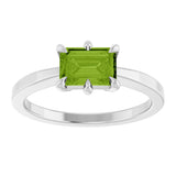 Platinum Emerald Natural Peridot Solitaire Ring - view 3