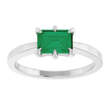 Platinum Emerald Lab-Grown Emerald Solitaire Ring – 7x5mm - view 4