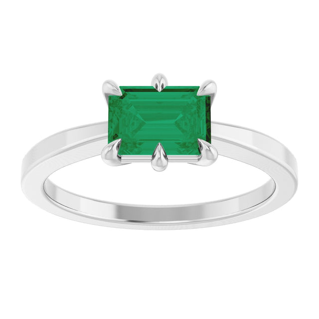 Platinum Emerald Lab-Grown Emerald Solitaire Ring – 7x5mm - view 4