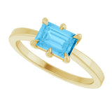 14K Gold Emerald Natural Swiss Blue Topaz Solitaire Ring - Yellow Gold - view 5