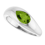 Platinum Pear Natural Peridot Solitaire Ring – 8x5mm - view 5