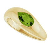 14K Gold Pear Natural Peridot Solitaire Ring – 8x5mm - Yellow Gold - view 5