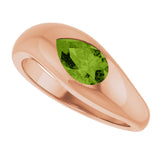 14K Gold Pear Natural Peridot Solitaire Ring – 8x5mm - Rose Gold - view 5