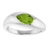 14K Gold Pear Natural Peridot Solitaire Ring – 8x5mm - White Gold - view 3