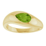 14K Gold Pear Natural Peridot Solitaire Ring – 8x5mm - Yellow Gold - view 3