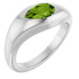Platinum Pear Natural Peridot Solitaire Ring – 8x5mm