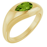 14K Gold Pear Natural Peridot Solitaire Ring – 8x5mm - Yellow Gold