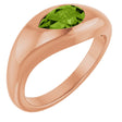 14K Gold Pear Natural Peridot Solitaire Ring – 8x5mm - Rose Gold