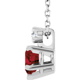 14K Gold Natural Mozambique Garnet & Natural Diamond Accented Heart Necklace or Pendant – 0.03 CTW - White Gold - view 3