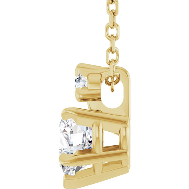 14K Gold Natural White Sapphire & Natural Diamond Accented Heart Necklace or Pendant – 0.03 CTW - Yellow Gold - view 3