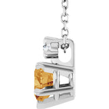 14K Gold Natural Citrine & Natural Diamond Accented Heart Necklace or Pendant - White Gold - view 3