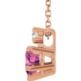14K Gold Natural Pink Tourmaline & Natural Diamond Accented Heart Necklace or Pendant – 0.03 CTW - Rose Gold - view 3