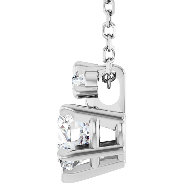 14K Gold Natural White Sapphire & Natural Diamond Accented Heart Necklace or Pendant – 0.03 CTW - White Gold - view 3
