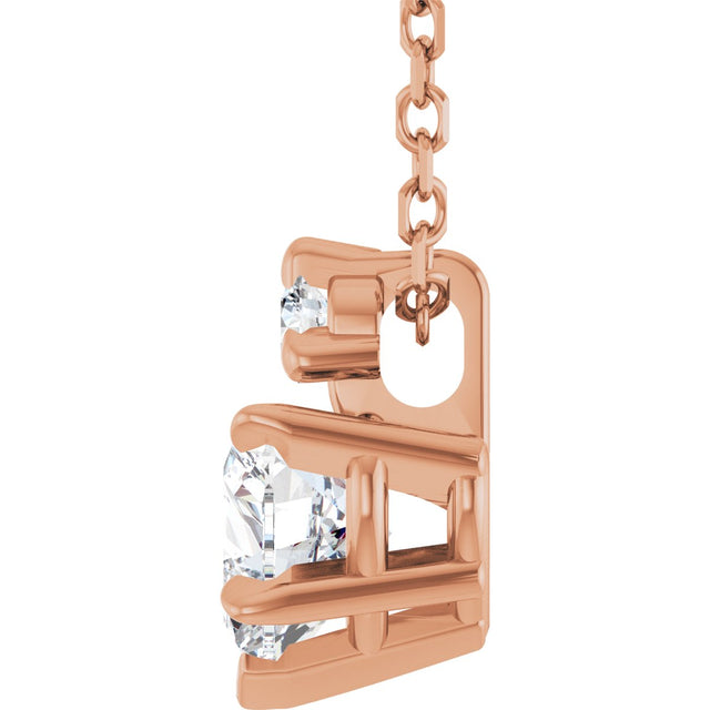14K Gold Natural White Sapphire & Natural Diamond Accented Heart Necklace or Pendant – 0.03 CTW - Rose Gold - view 3