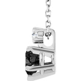 14K Gold Natural Black Onyx & Natural Diamond Accented Heart Necklace or Pendant - White Gold - view 3
