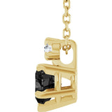 14K Gold Natural Black Onyx & Natural Diamond Accented Heart Necklace or Pendant - Yellow Gold - view 3