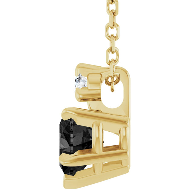 14K Gold Natural Black Onyx & Natural Diamond Accented Heart Necklace or Pendant - Yellow Gold - view 3