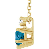 14K Gold Natural London Blue Topaz & Natural Diamond Accented Heart Necklace or Pendant – 0.03 CTW - Yellow Gold - view 3