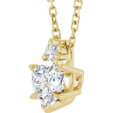 14K Gold Natural White Sapphire & Natural Diamond Accented Heart Necklace or Pendant – 0.03 CTW - Yellow Gold - view 2