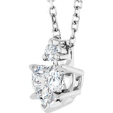 14K Gold Natural White Sapphire & Natural Diamond Accented Heart Necklace or Pendant – 0.03 CTW - White Gold - view 2