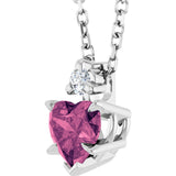 Platinum Natural Pink Tourmaline & Natural Diamond Accented Heart Necklace or Pendant – 0.03 CTW - view 2