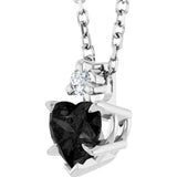 Platinum Natural Black Onyx & Natural Diamond Accented Heart Necklace or Pendant - view 2