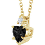 14K Gold Natural Black Onyx & Natural Diamond Accented Heart Necklace or Pendant - Yellow Gold - view 2