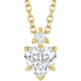 14K Gold Natural White Sapphire & Natural Diamond Accented Heart Necklace or Pendant – 0.03 CTW - Yellow Gold