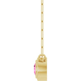 14K Gold Natural Pink Sapphire Round Bezel-Set Necklace - Yellow Gold - view 3